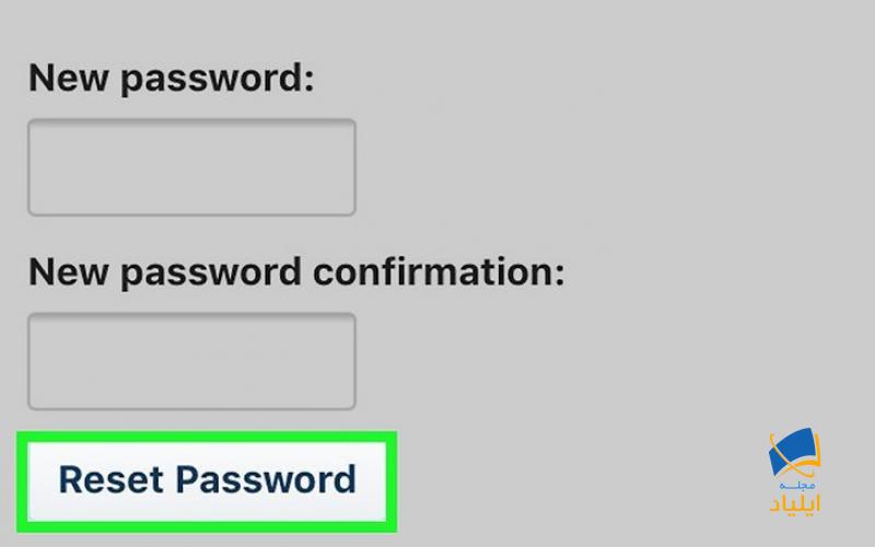 روی «Reset Password» ضربه بزنید