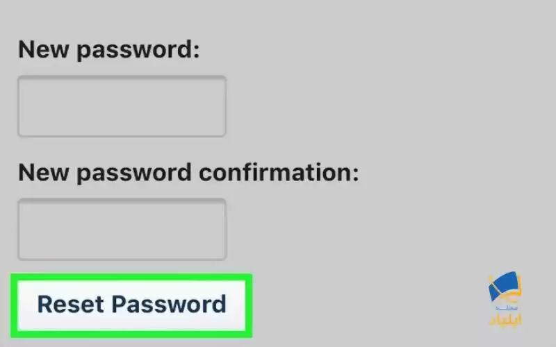 روی «Reset Password» ضربه بزنید
