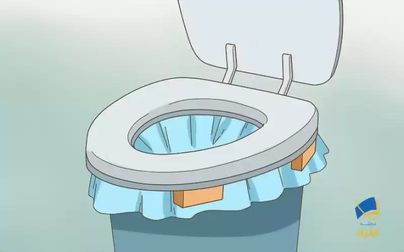 صندلی توالت را روی سطل قرار دهید