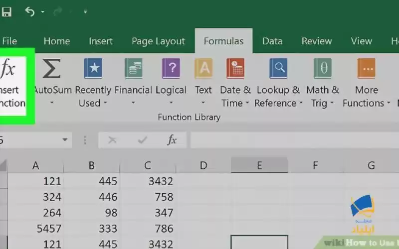 روی «Insert Function » کلیک کنید